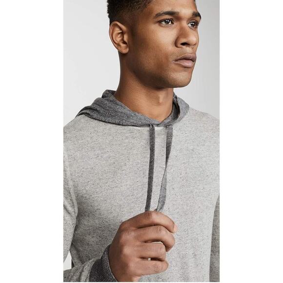 Billy Reid Contrast Stitch Sweater Hoodie Pullover Shirt Grey Large Linen Blend - Picture 6 of 16